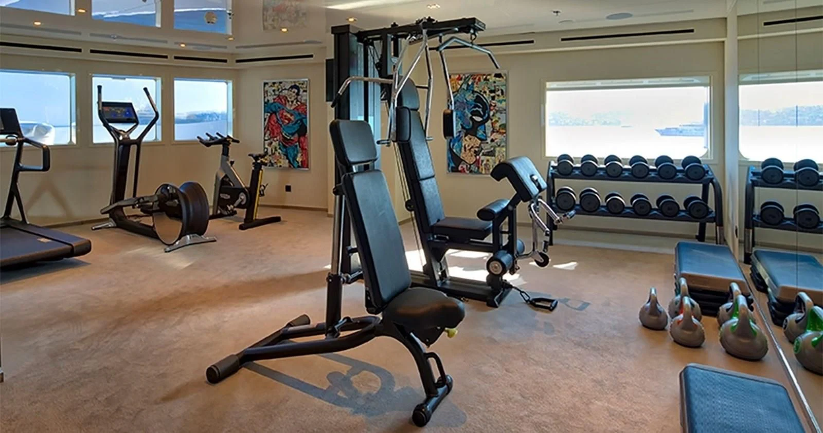 a gym with exercise equipment aboard MARQUISE Yacht for Sale