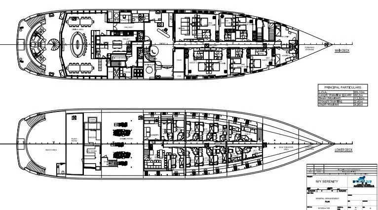 diagram, engineering drawing aboard MARQUISE Yacht for Sale