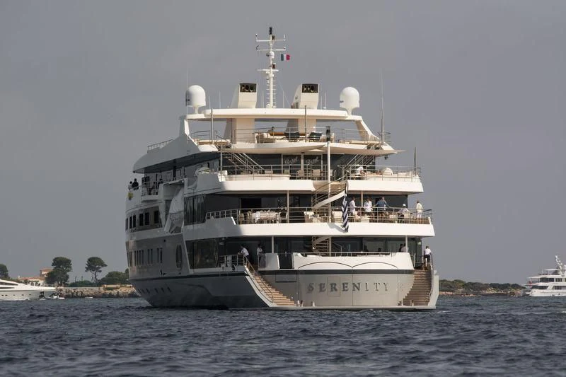 a large ship in the water aboard MARQUISE Yacht for Sale