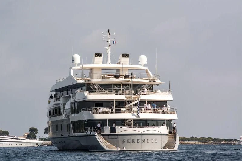 a large ship in the water aboard MARQUISE Yacht for Sale