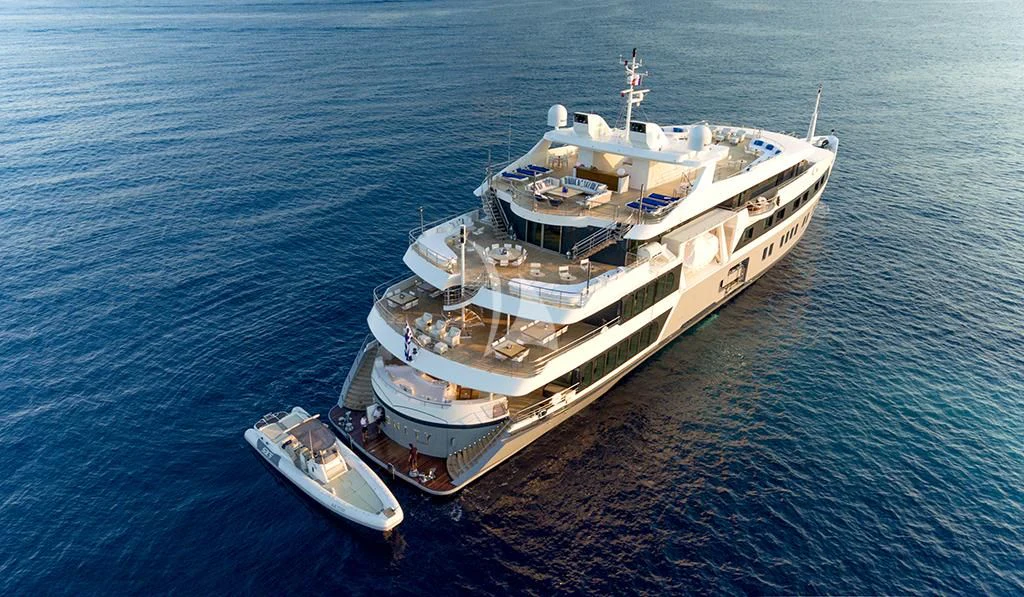 a large ship in the water aboard MARQUISE Yacht for Sale