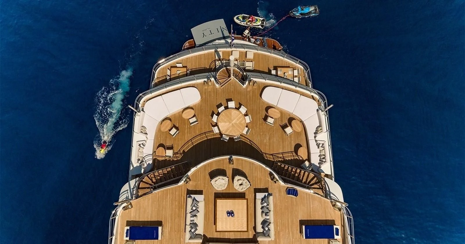 a space ship with a satellite in the background aboard MARQUISE Yacht for Sale