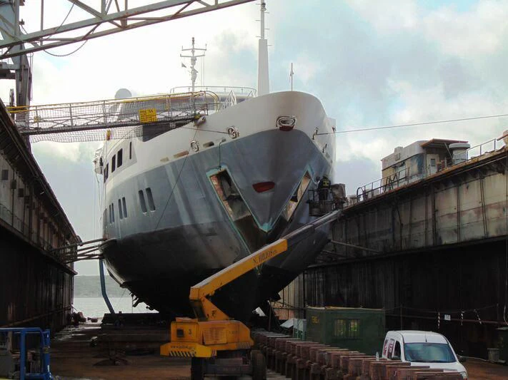 a large helicopter on a dock aboard MARQUISE Yacht for Sale