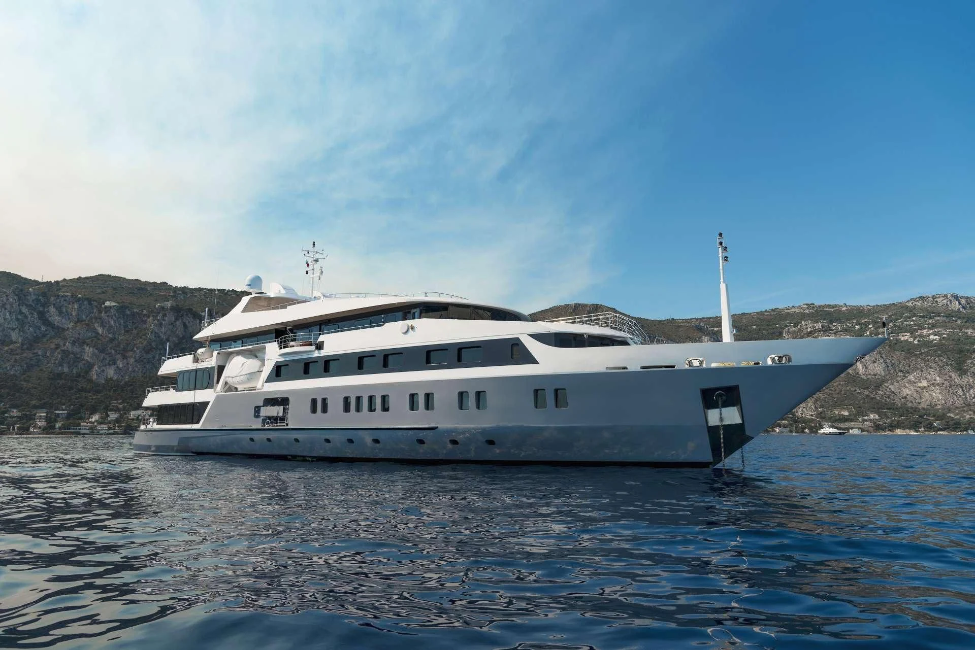 a white boat on water aboard MARQUISE Yacht for Sale
