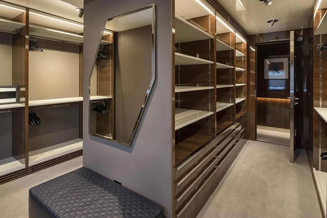 a room with a glass door aboard MARQUISE Yacht for Sale