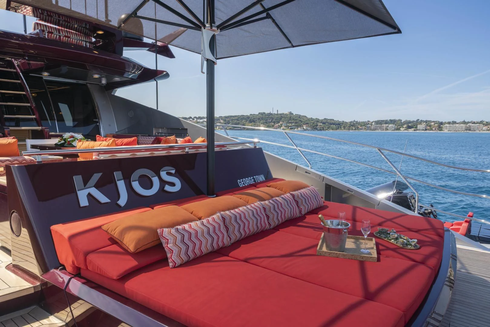a boat on the water aboard KJOS Yacht for Charter