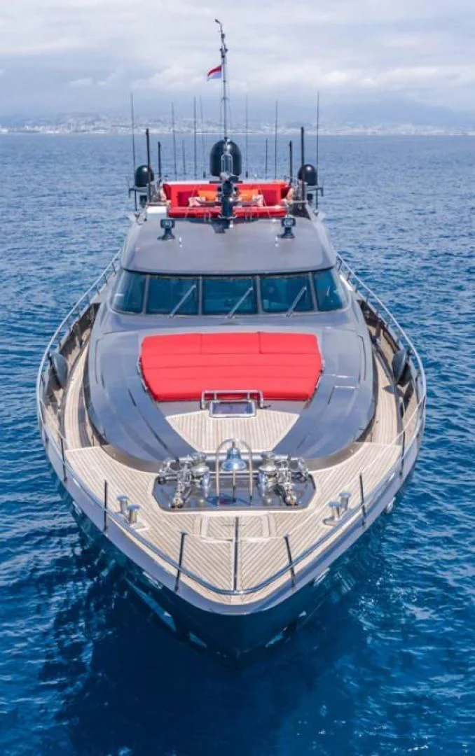 a large boat in the water aboard KJOS Yacht for Charter