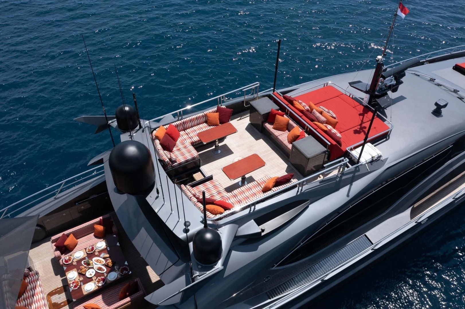 a boat full of containers aboard KJOS Yacht for Charter