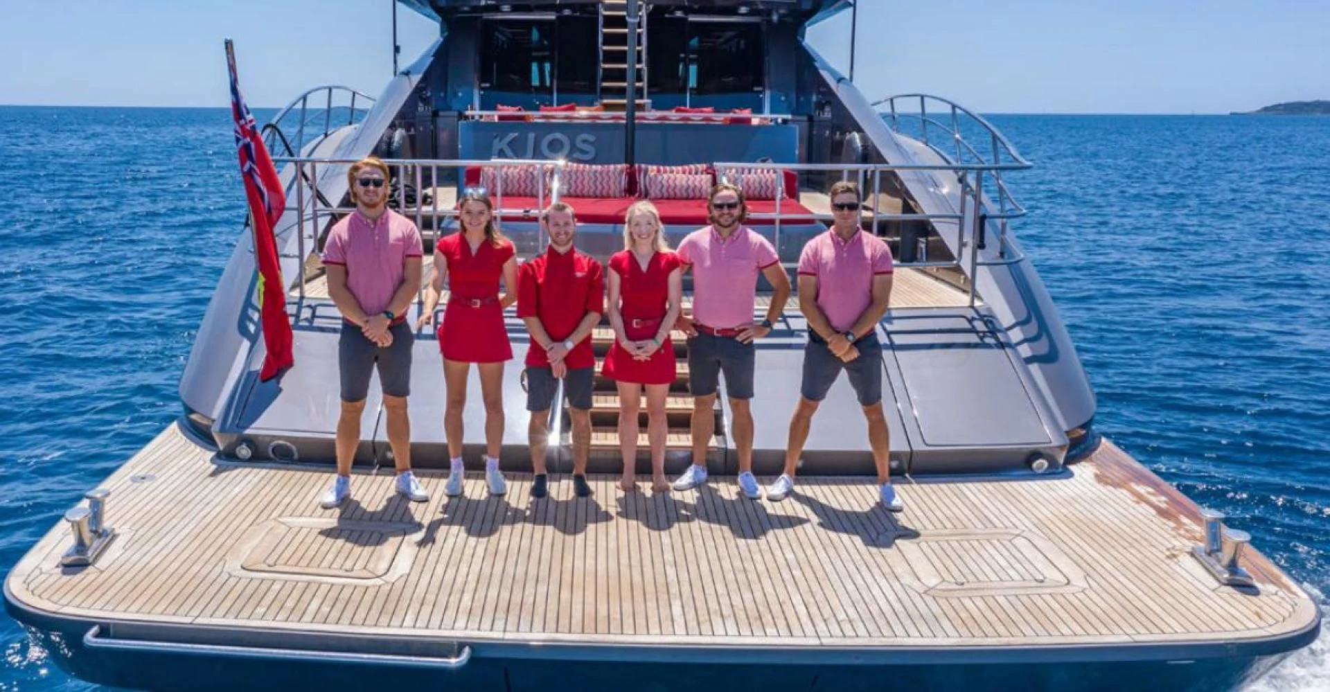 a group of people on a boat aboard KJOS Yacht for Charter