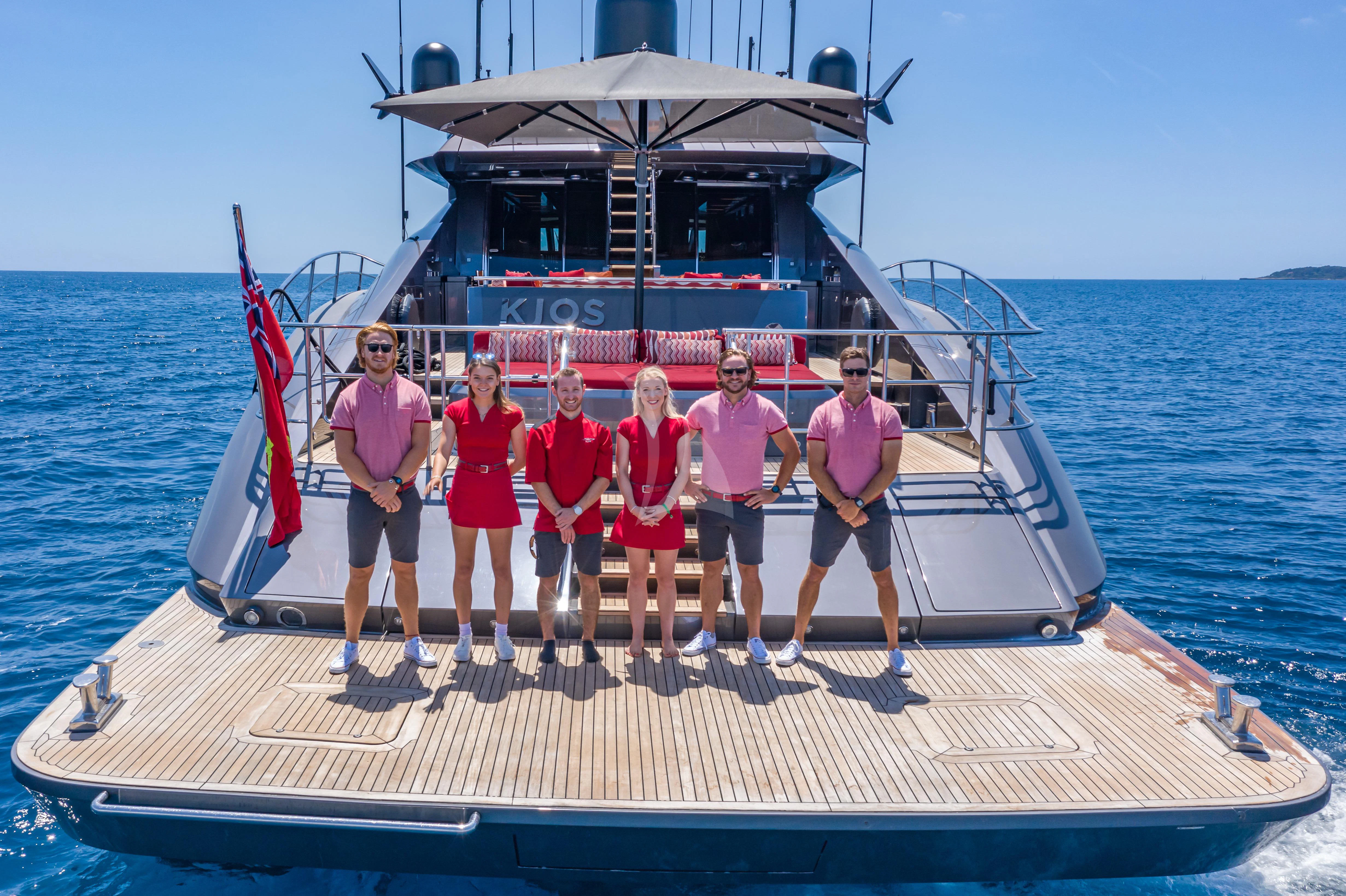 a group of people on a boat aboard KJOS Yacht for Charter
