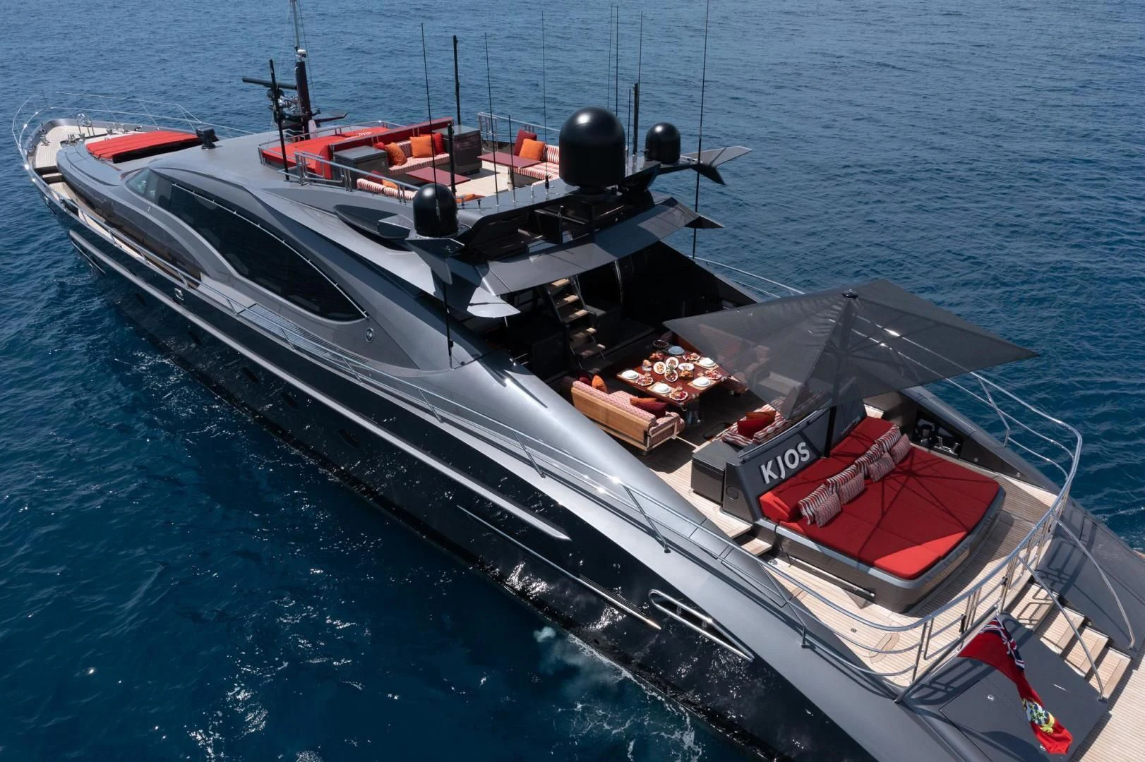 a boat full of food aboard KJOS Yacht for Charter