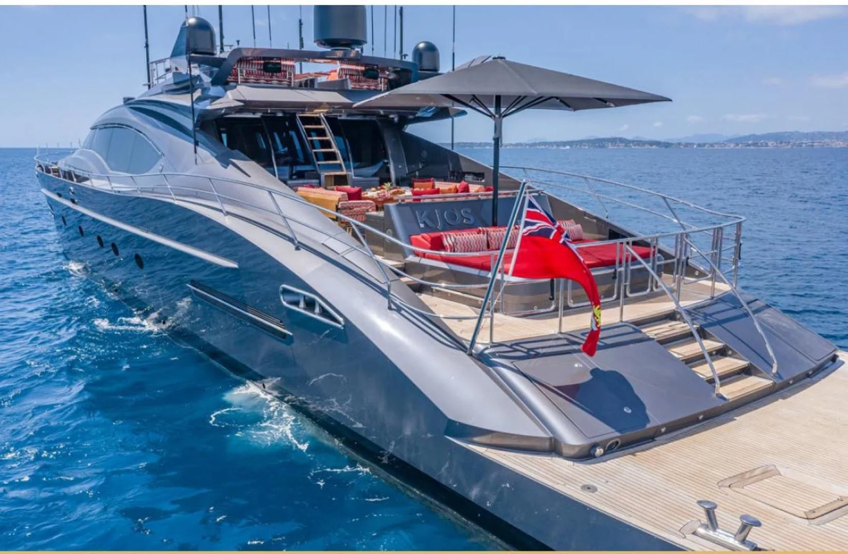 a boat on the water aboard KJOS Yacht for Charter