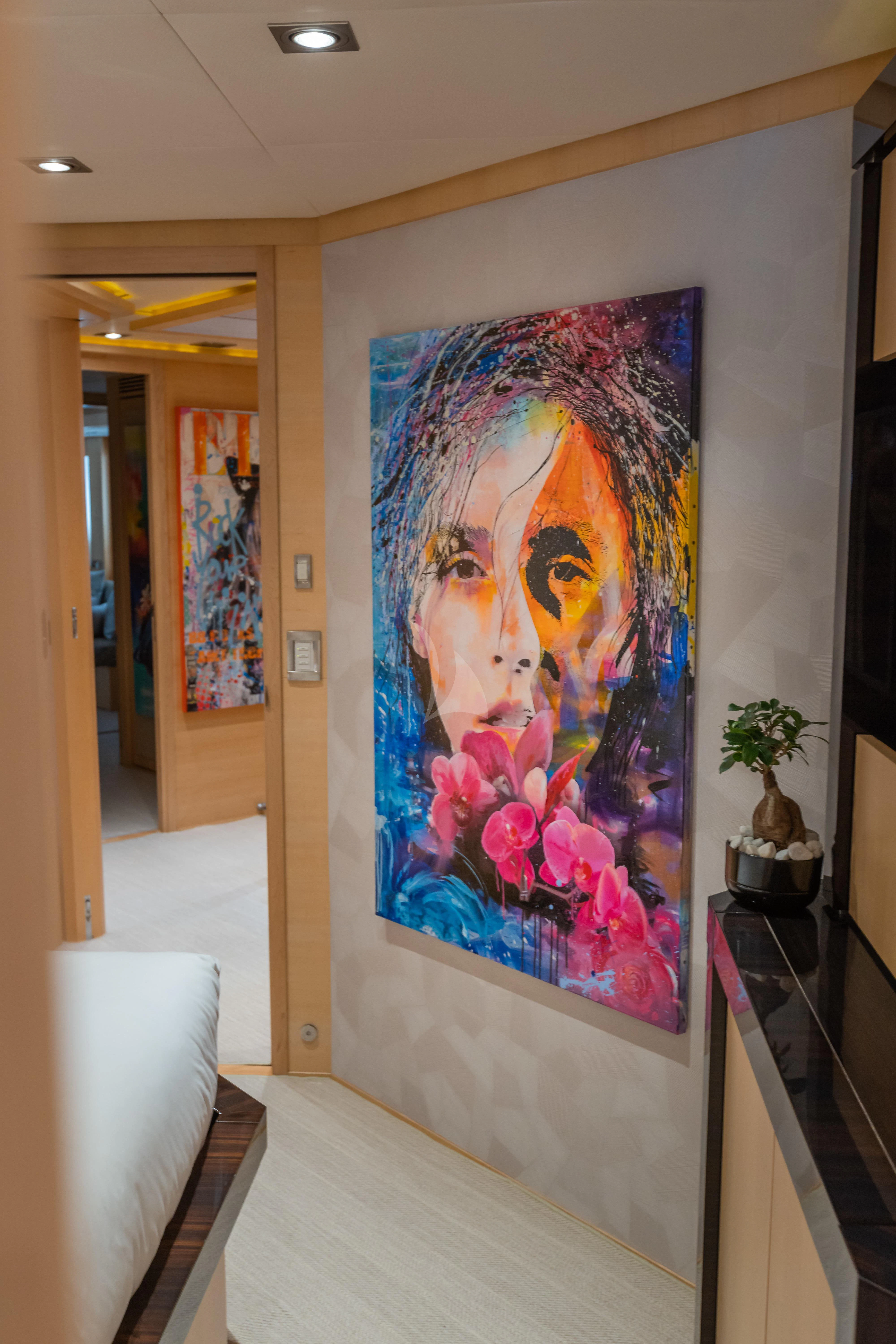 a painting on a wall aboard KJOS Yacht for Charter