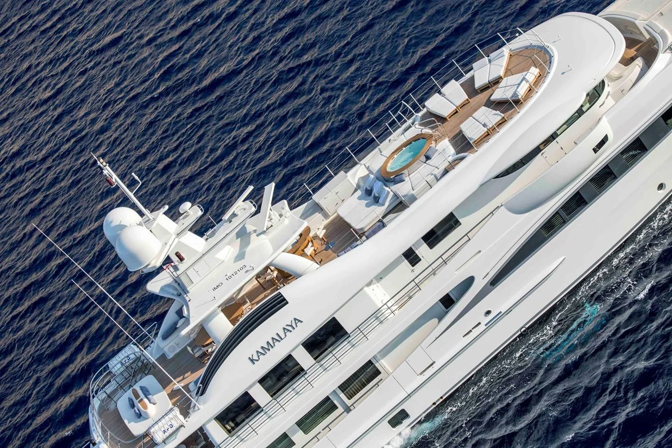a high angle view of a ship aboard KAMALAYA Yacht for Sale