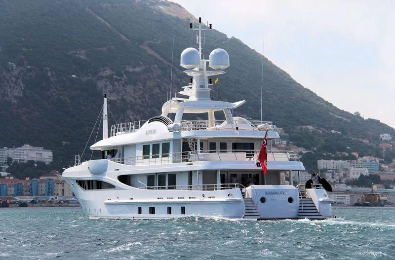 a boat sailing on the water aboard KAMALAYA Yacht for Sale