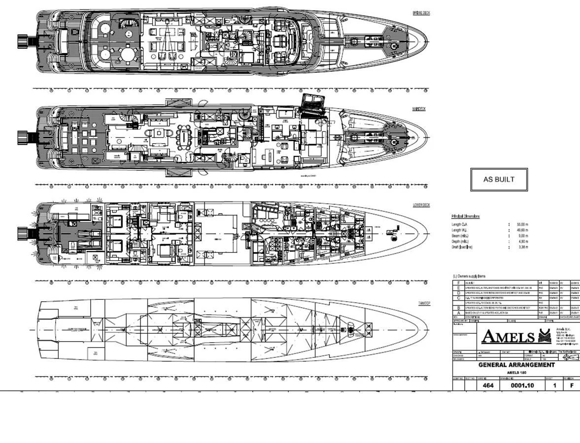 diagram, engineering drawing aboard KAMALAYA Yacht for Sale