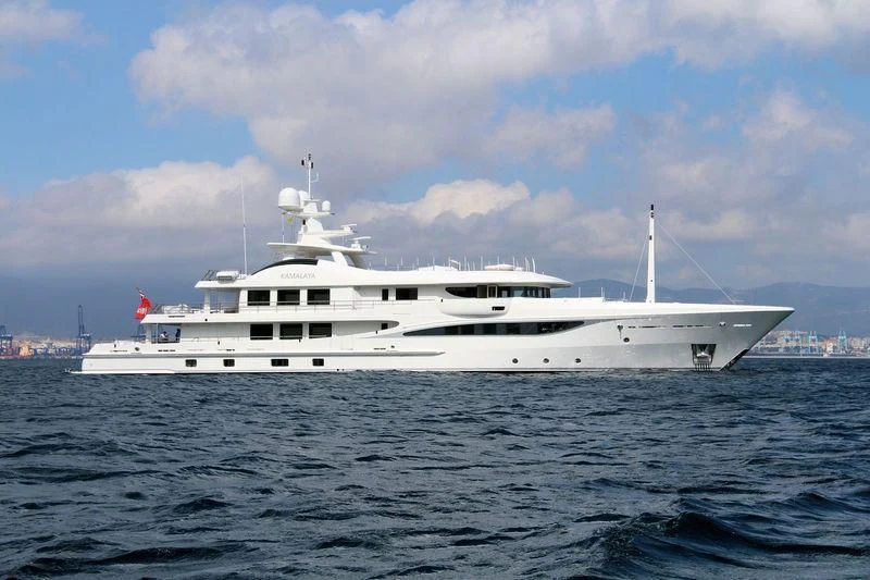 a white yacht in the water aboard KAMALAYA Yacht for Sale