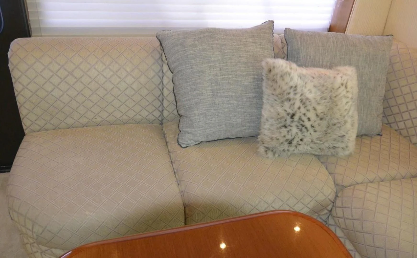 a couple of pillows on a couch aboard DOG HOUSE Yacht for Sale
