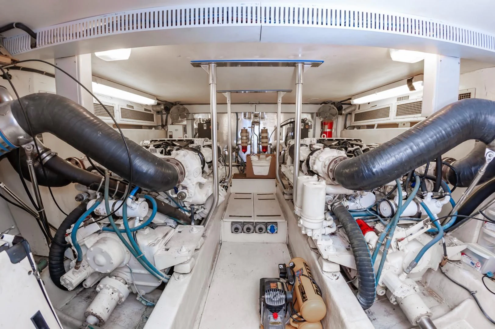 a room with pipes and equipment aboard DOG HOUSE Yacht for Sale