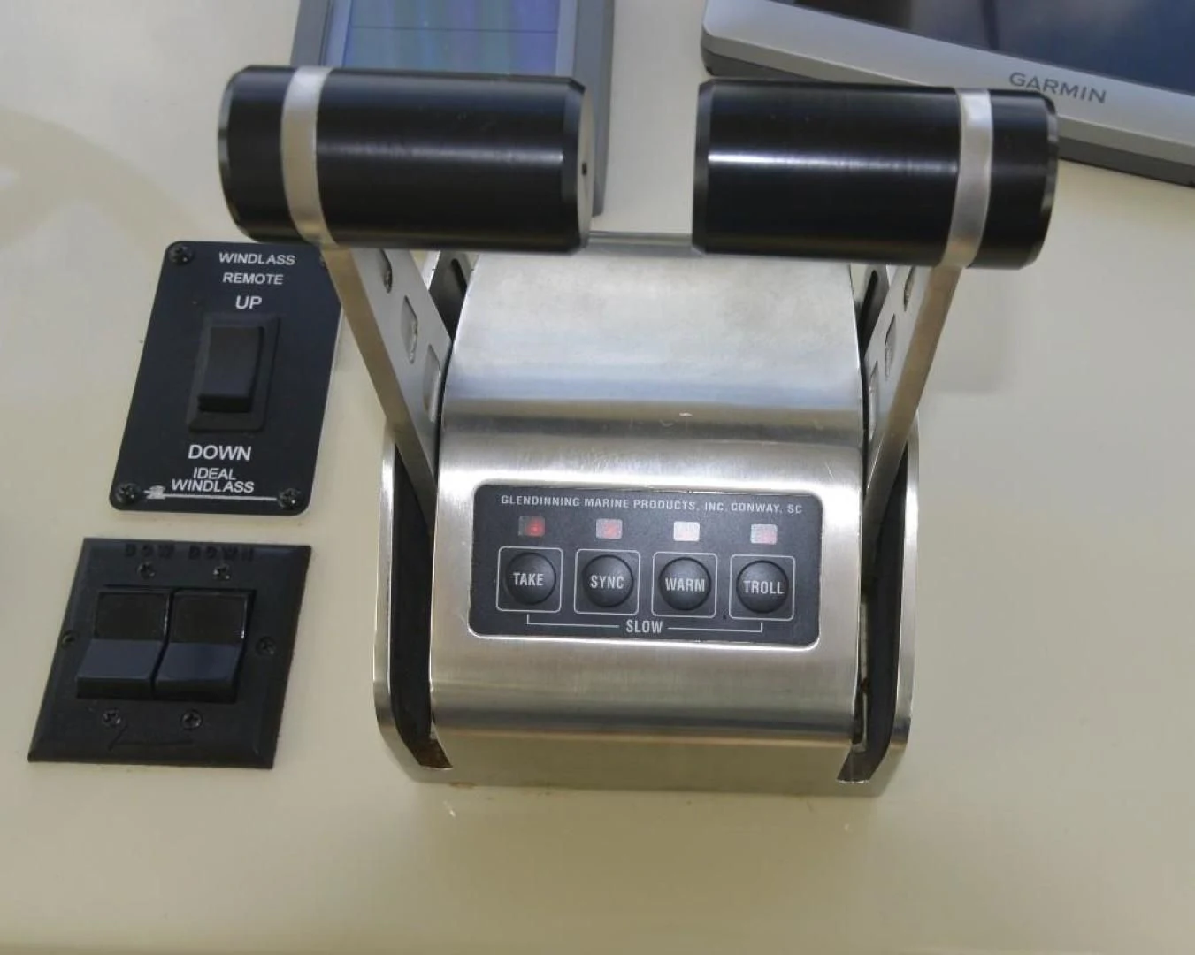 a black and white electronic device aboard DOG HOUSE Yacht for Sale