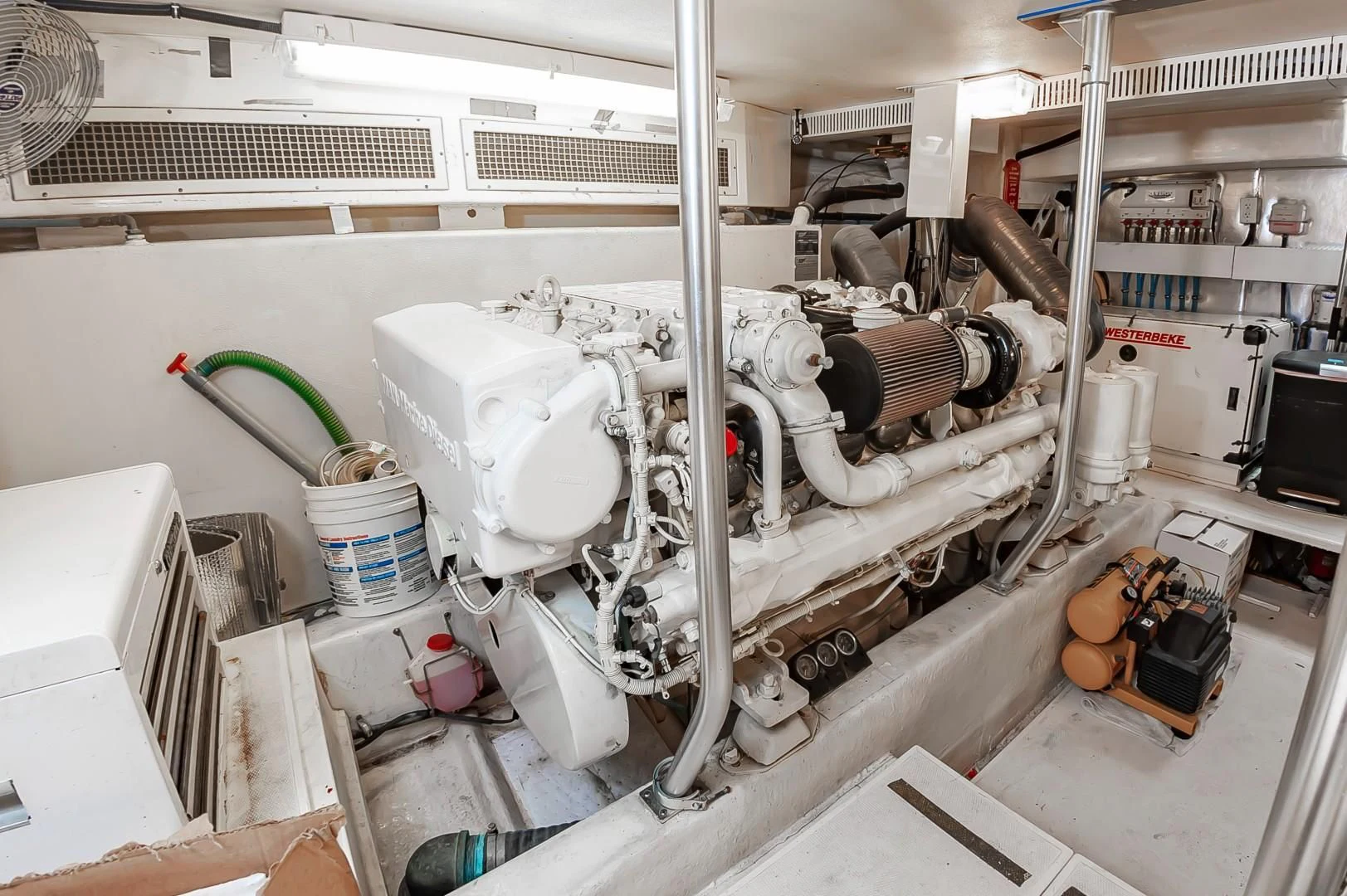 a large machine in a factory aboard DOG HOUSE Yacht for Sale