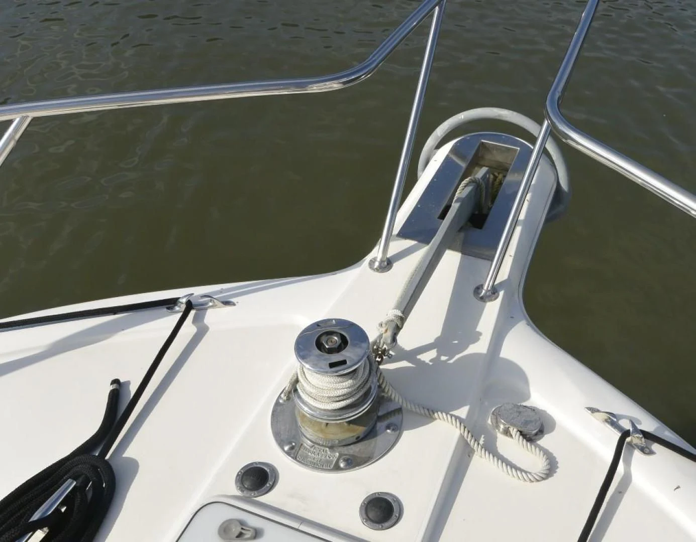 a close-up of a fishing net aboard DOG HOUSE Yacht for Sale