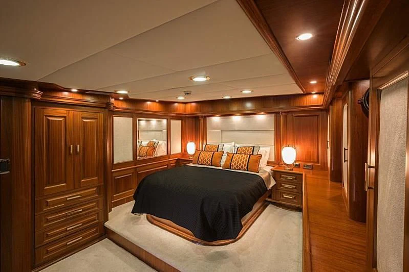 a large bedroom with a large bed aboard KAPTAN KADIR Yacht for Sale