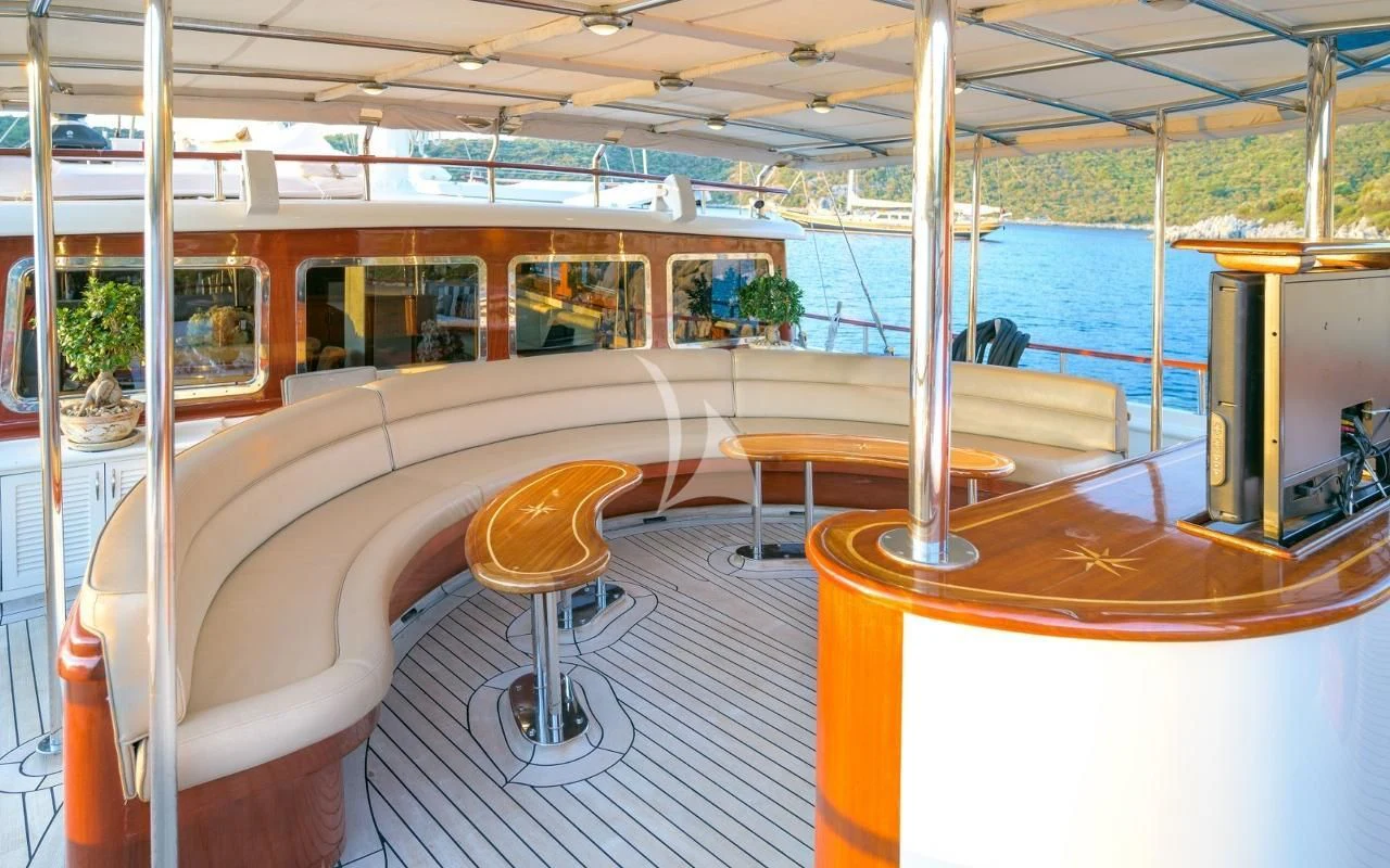 inside of a building with a pool aboard KAPTAN KADIR Yacht for Sale