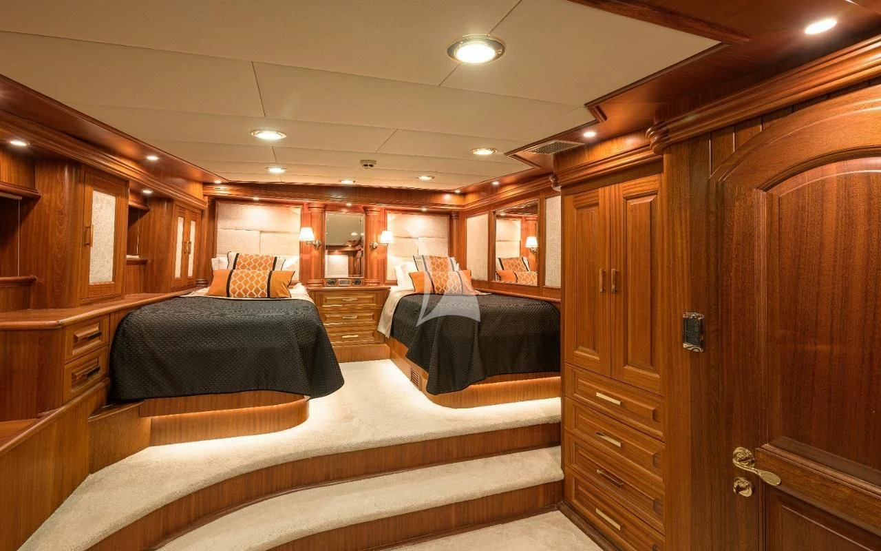 a cabin with beds in it aboard KAPTAN KADIR Yacht for Sale