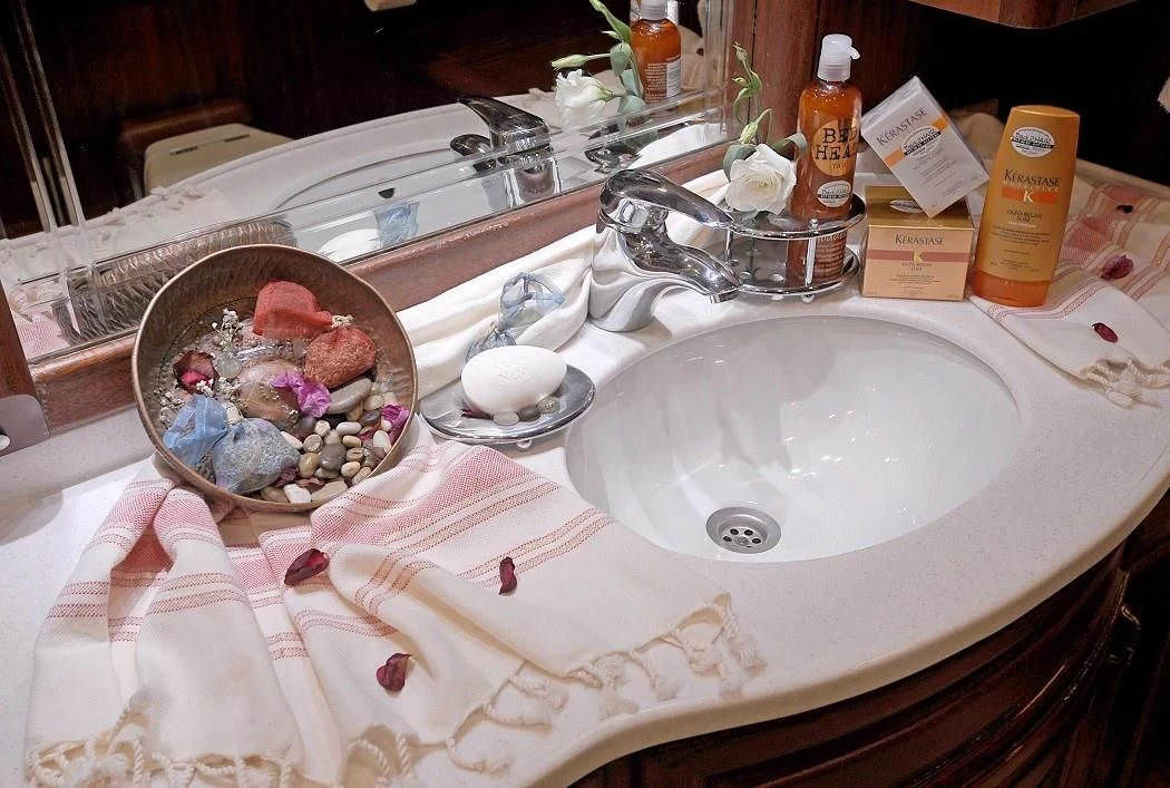 a sink with a bowl of food aboard KAPTAN KADIR Yacht for Sale