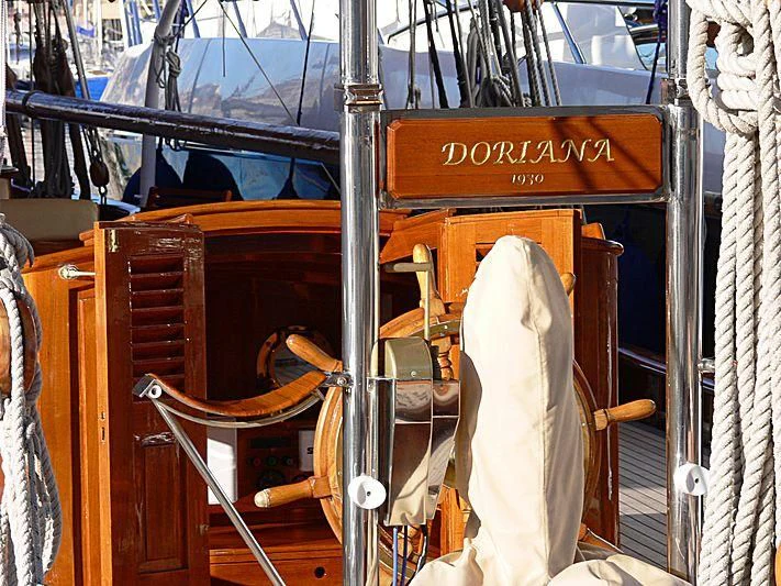a white horse in a car aboard DORIANA Yacht for Sale