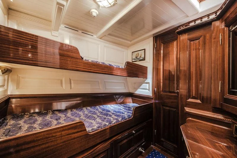 a large wooden cabin aboard DORIANA Yacht for Sale