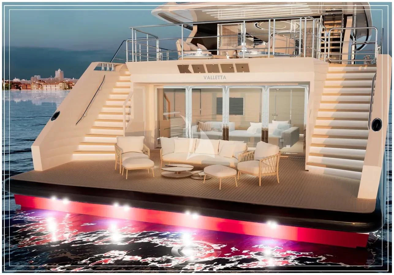 a swimming pool with a balcony aboard RENATA Yacht for Sale