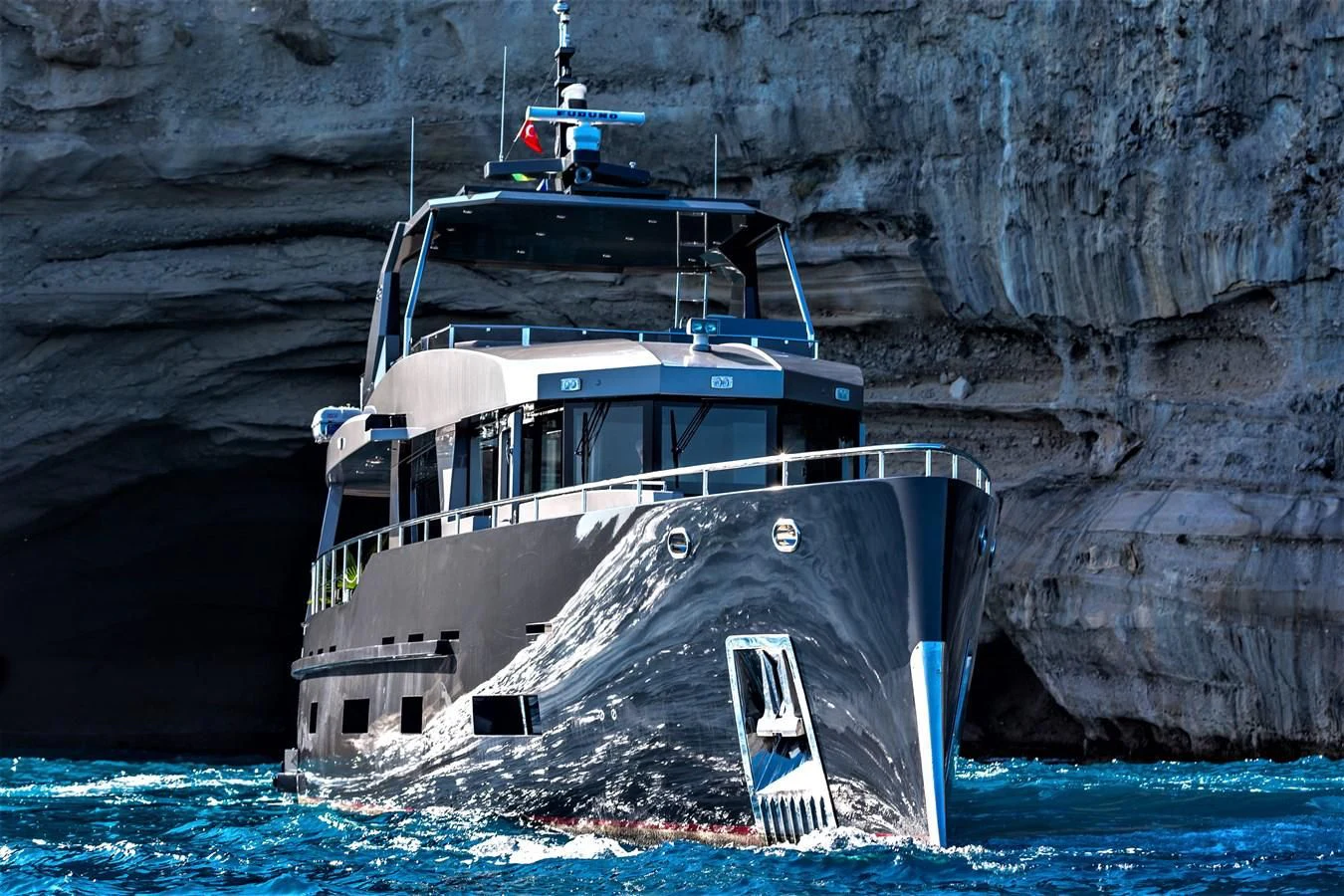 a boat in the water aboard BERING 70 RA Yacht for Sale