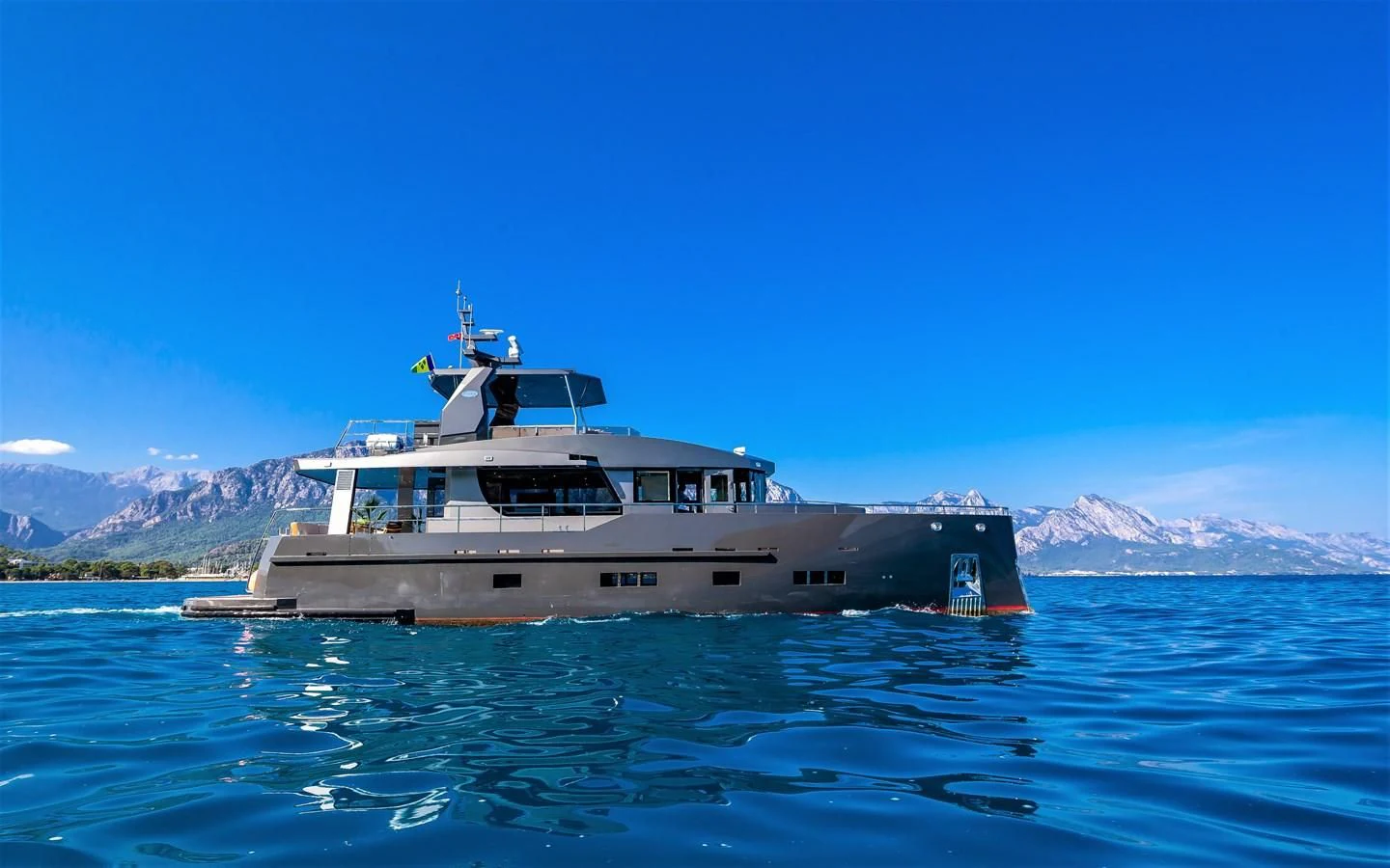 a boat in the water aboard BERING 70 RA Yacht for Sale