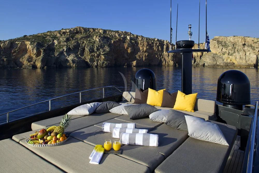 a bed on a boat aboard SOLARIS Yacht for Sale