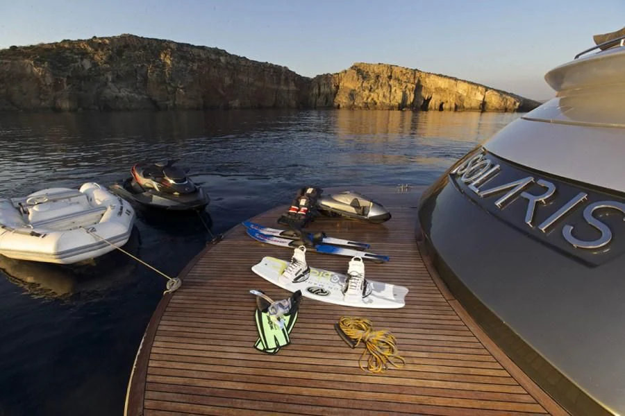 boats on a dock aboard SOLARIS Yacht for Sale