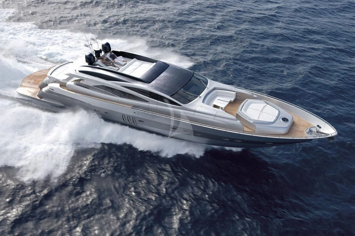 a white car driving on water aboard SOLARIS Yacht for Sale