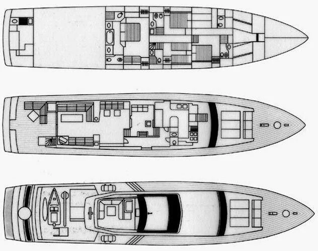 diagram, engineering drawing aboard HARAMA II Yacht for Sale