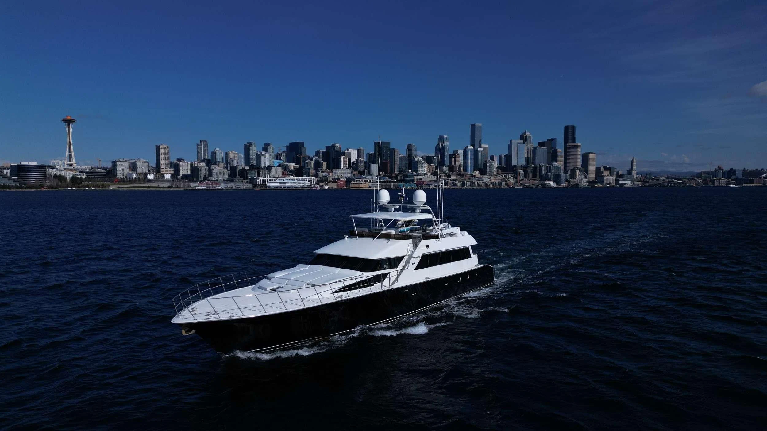 a boat in the water aboard FIRST HOME Yacht for Sale
