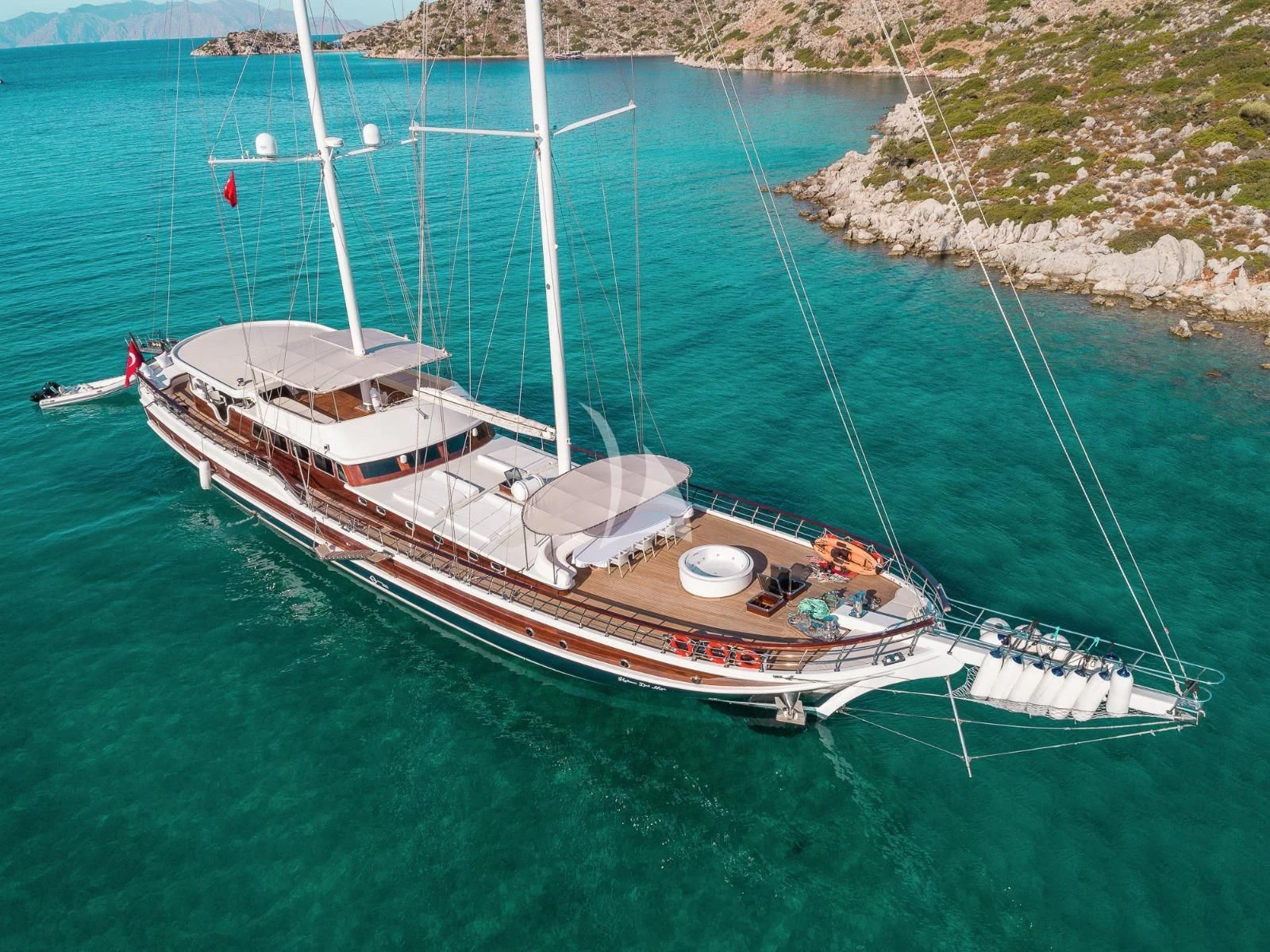 a boat on the water aboard HALCON DEL MAR Yacht for Sale