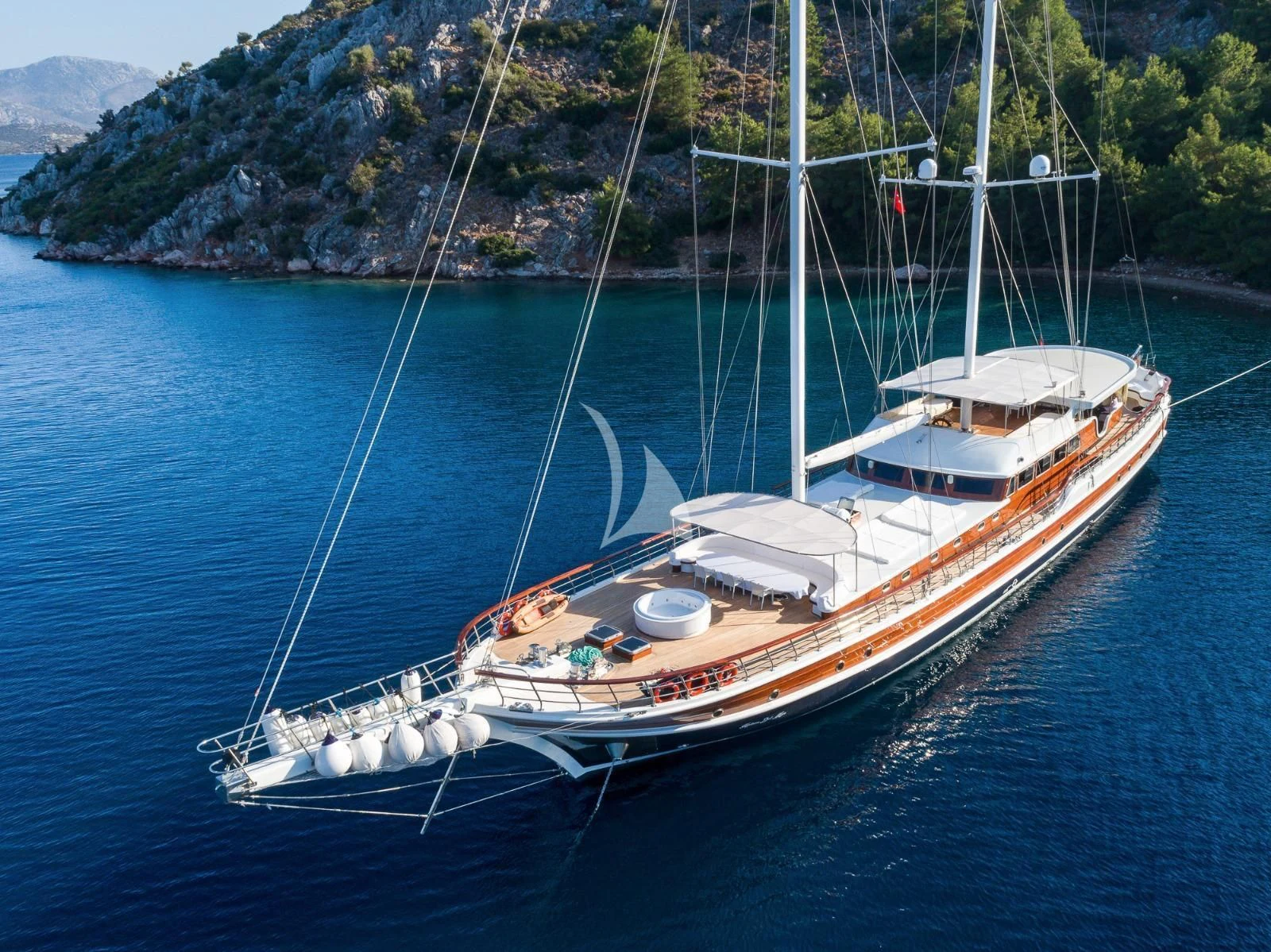 a boat on the water aboard HALCON DEL MAR Yacht for Sale