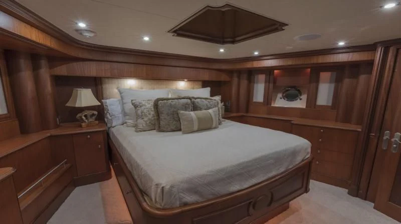 a bed in a cabin aboard ANNDRIANNA Yacht for Sale