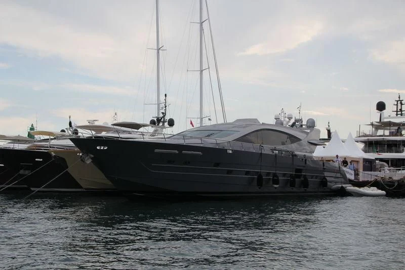 a large boat in the water aboard MUSE Yacht for Sale