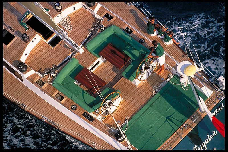 a high angle view of a city aboard NARIIDA Yacht for Sale