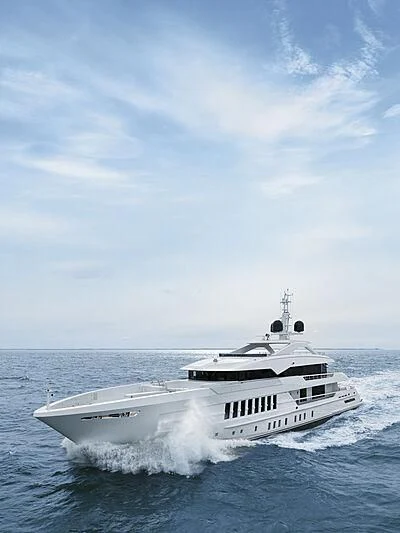 a white yacht on the water aboard MOSKITO Yacht for Sale