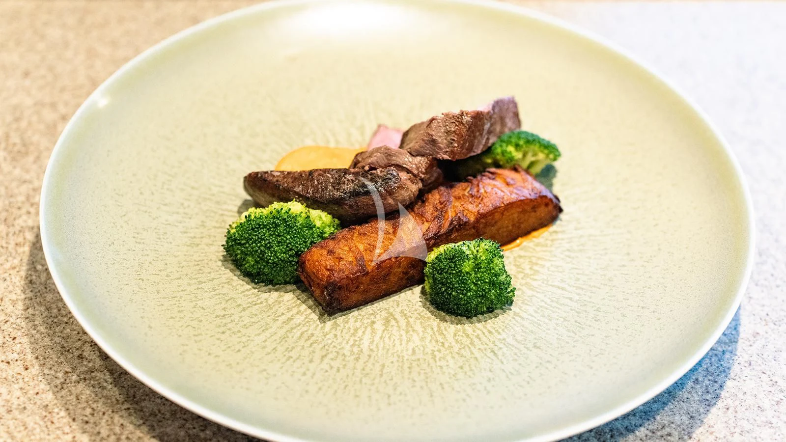 a plate of food aboard MOSKITO Yacht for Sale