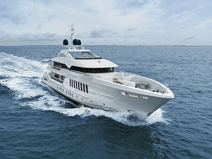 a white yacht on the water aboard MOSKITO Yacht for Sale