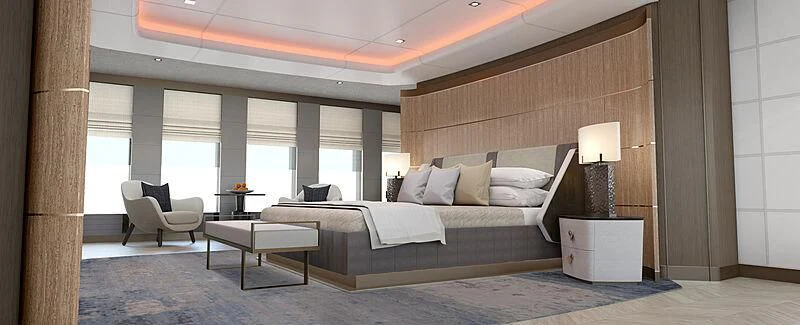 a room with a bed and a table aboard MOSKITO Yacht for Sale