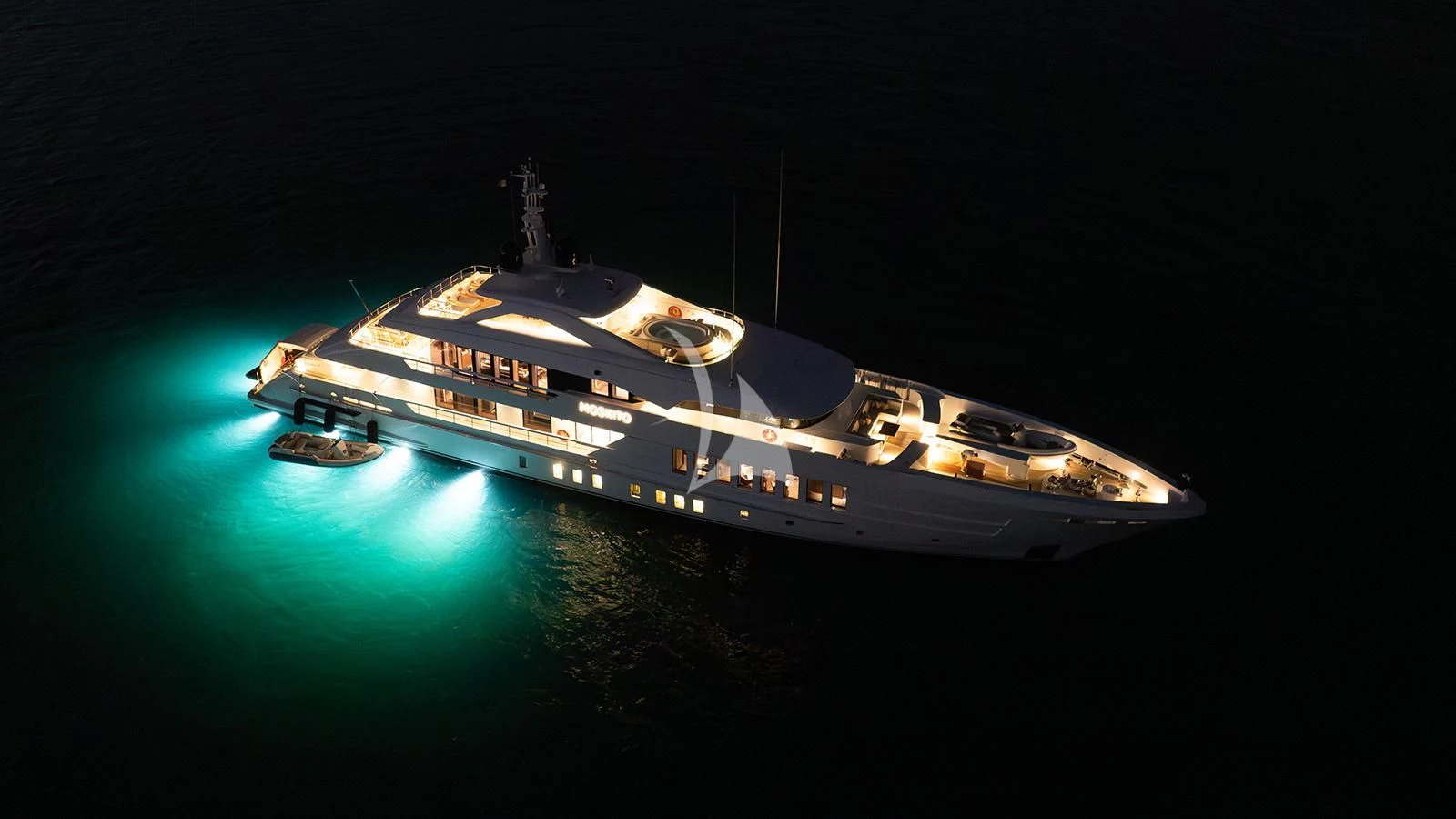 a space ship in the water aboard MOSKITO Yacht for Sale